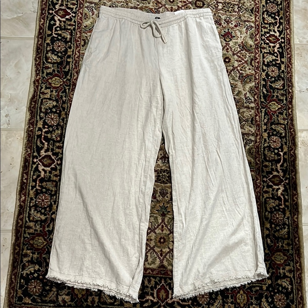 Divided Light Beige Linen Blend Wide Leg Pants Size Medium